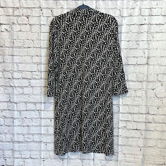 Brooks Brothers Black White Faux Wrap Dress Size XL Petite XLP - Picture 2 of 5